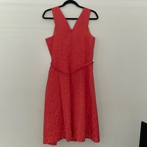 David Meister Sleeveless Jacquard Dress size 12 Coral